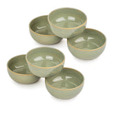 Ceramic Veg Bowls Set Of 6 For Dinner - 180ml Each, Pistachio Green | Katori Set With Glossy Finish - Porcelain Ceramic Bowls Set | Dessert Bowl Set